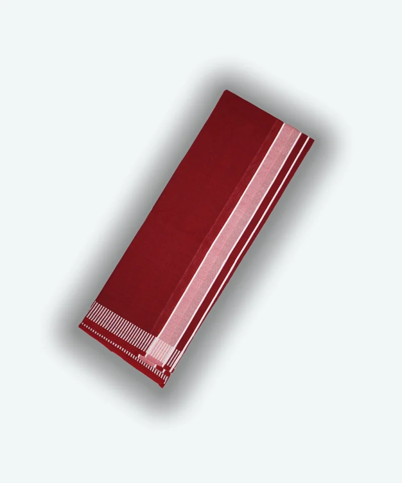 Maroon Dhoti With White Border