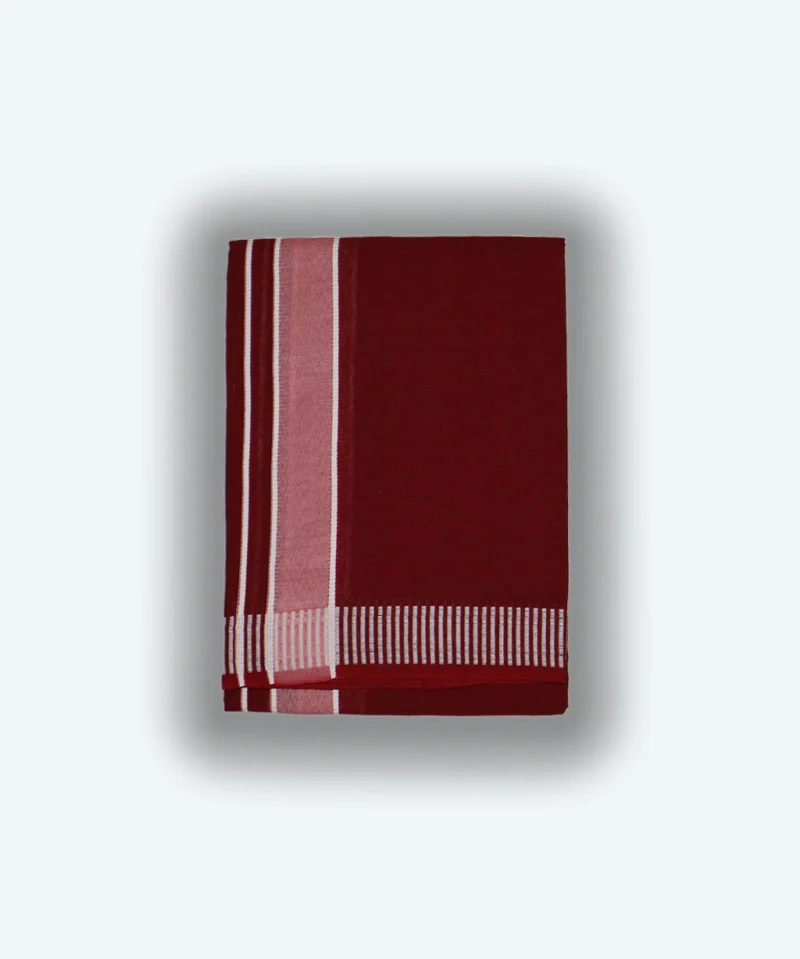 Maroon Dhoti With White Border