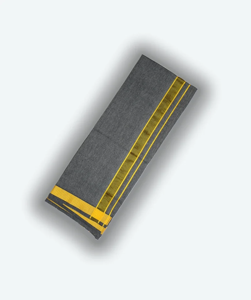 Grey Dhoti With Gold Border