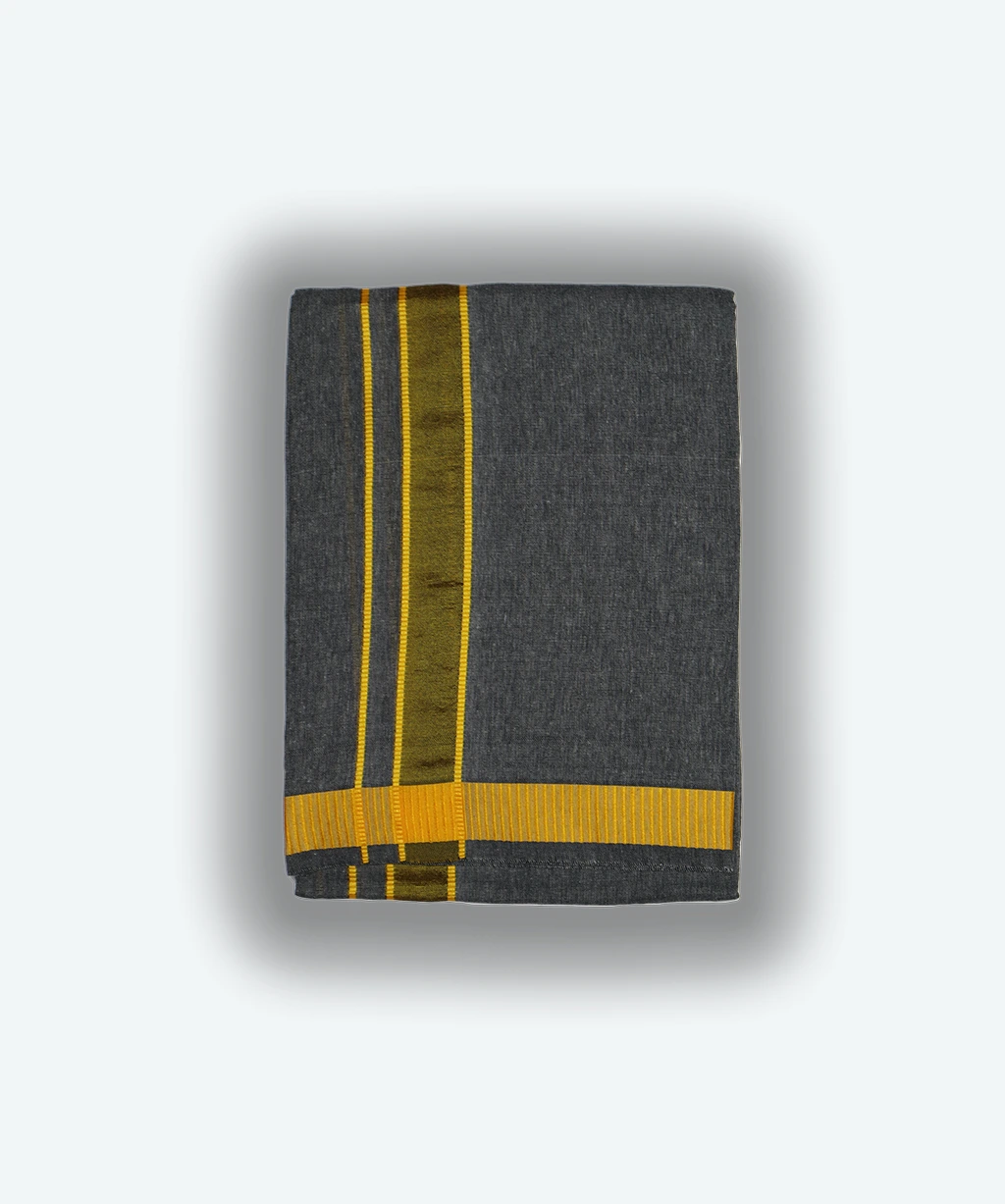 Grey Dhoti With Gold Border