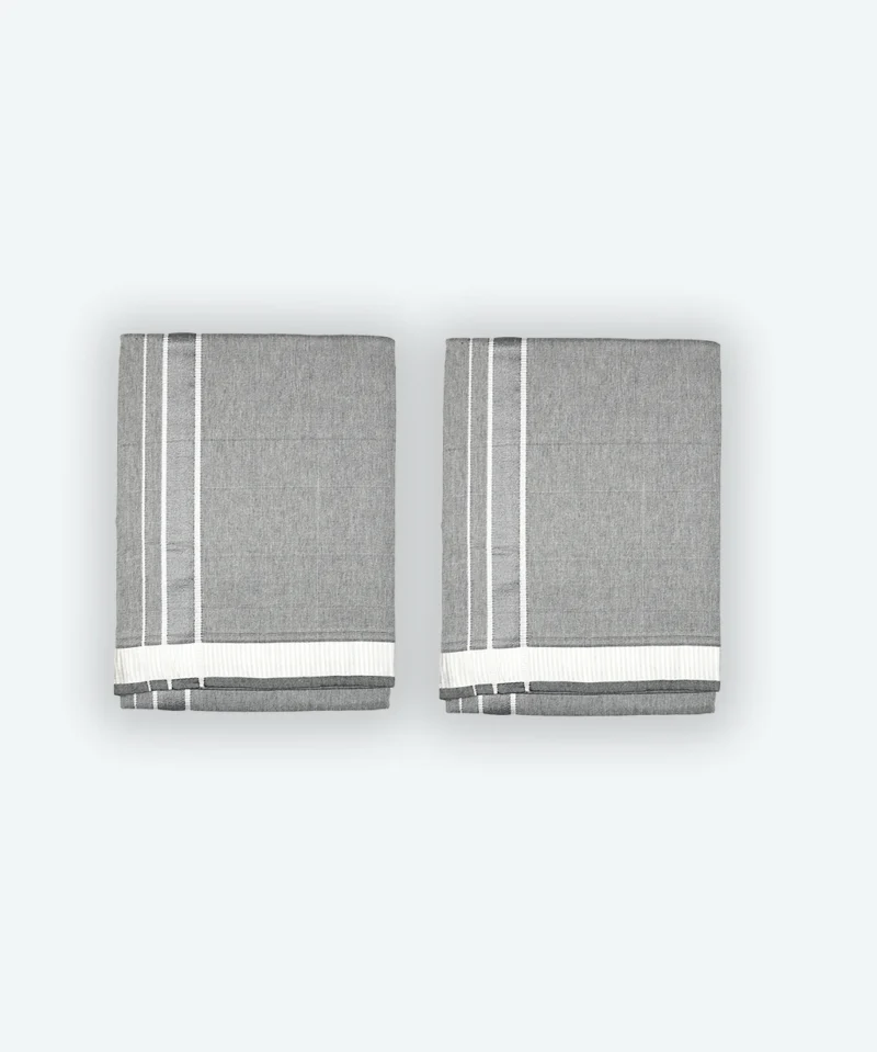 Grey Dhoti with White Border