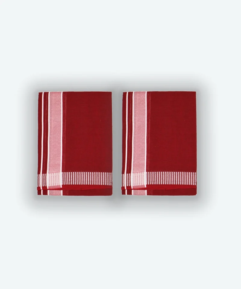 Maroon Dhoti with white border