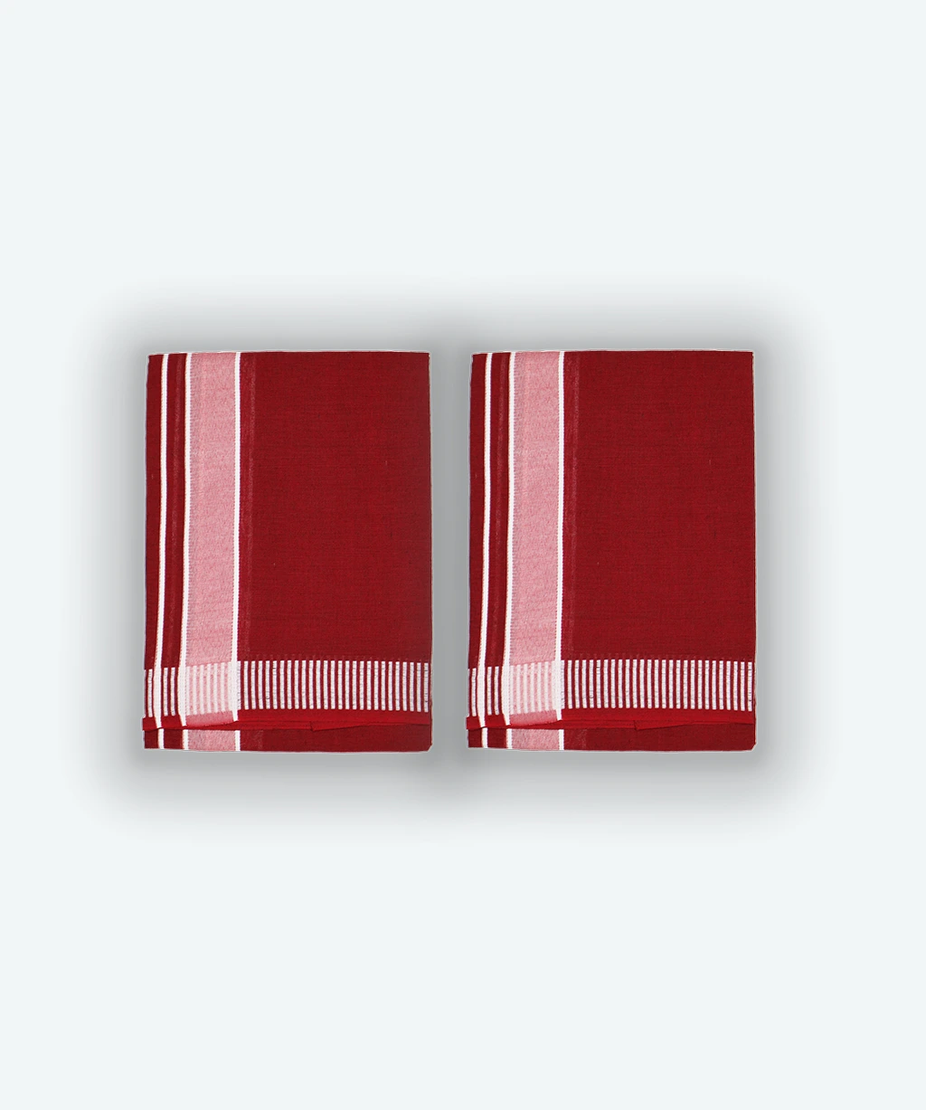 Maroon Dhoti with white border