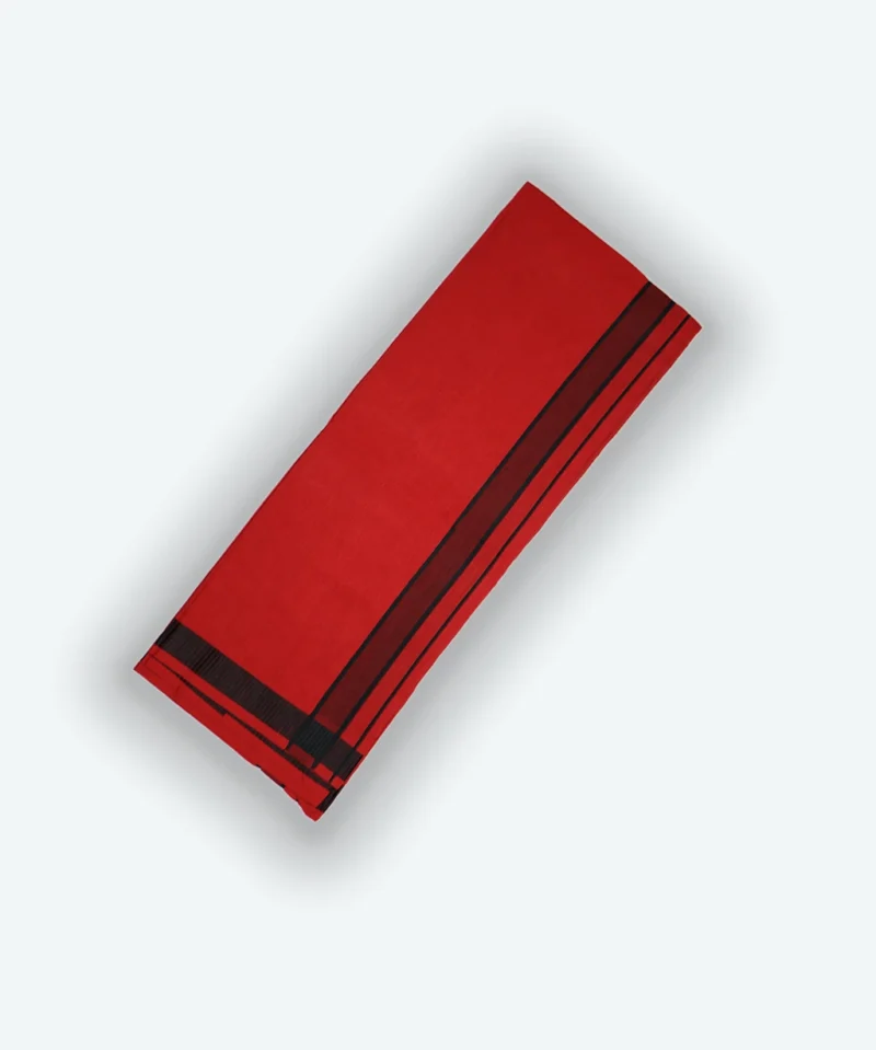 Red Dhoti With White Border