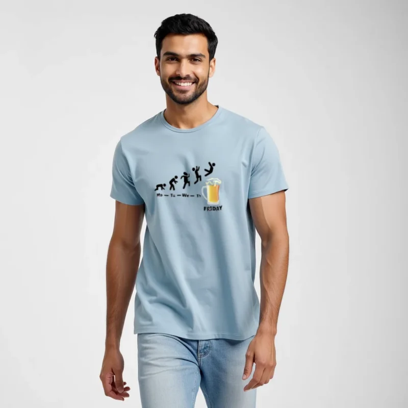 Blue color week end vibes regular fit t-shirt