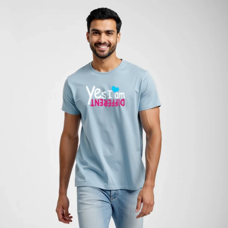 Yes I am different cool bluecolor regular fit T-shirts