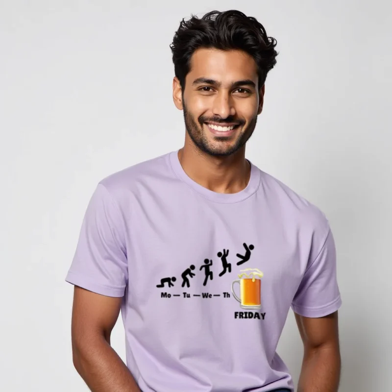 Lavender color week end vibes regular fit t-shirt