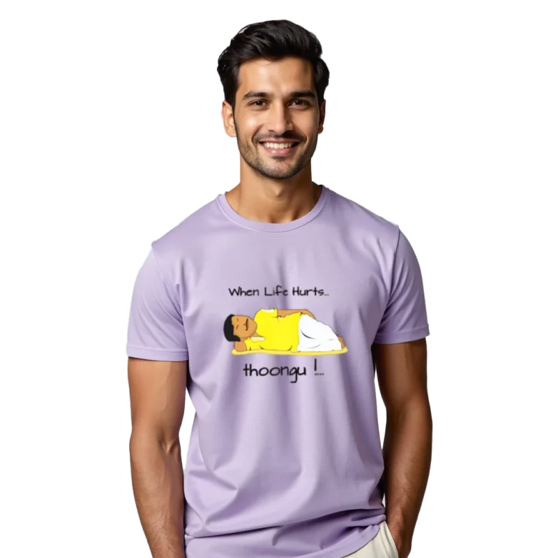 When life hurts thoongu Lavender color regular fit T-shirts