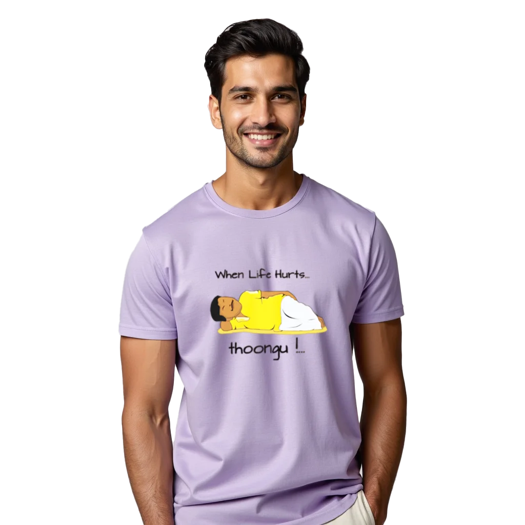 When life hurts thoongu Lavender color regular fit T-shirts