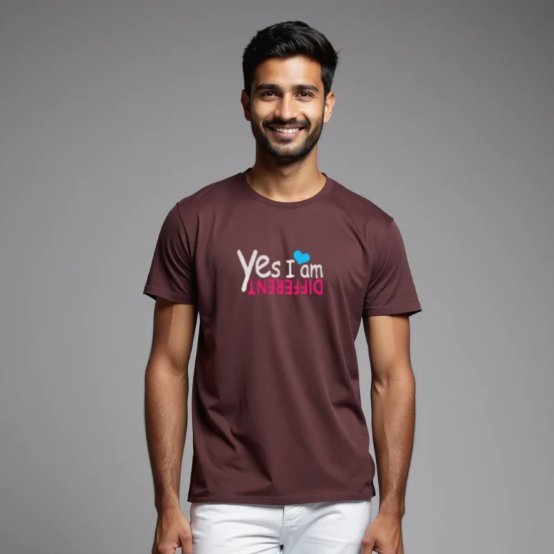 Yes I am different Maroon color regular fit T-shirts