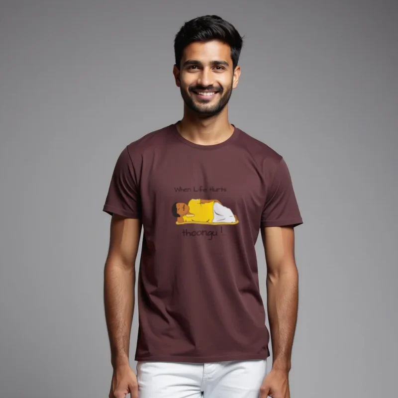 When life hurts thoongu Maroon color regular fit T-shirts