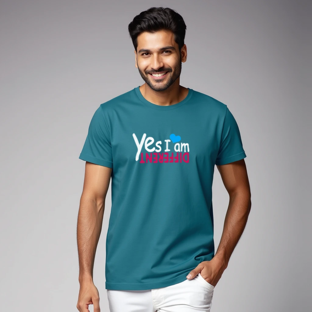 Yes I am different Midnight green color regular fit T-shirts