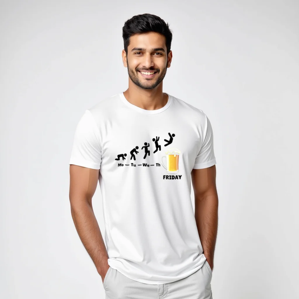 white color week end vibes regular fit t-shirt