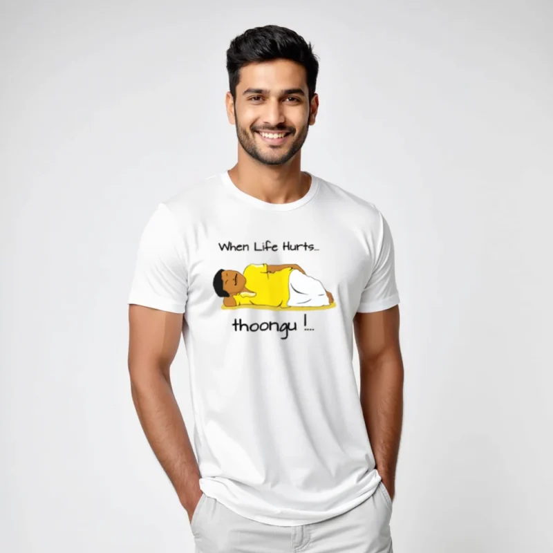 When life hurts thoongu white color regular fit T-shirts