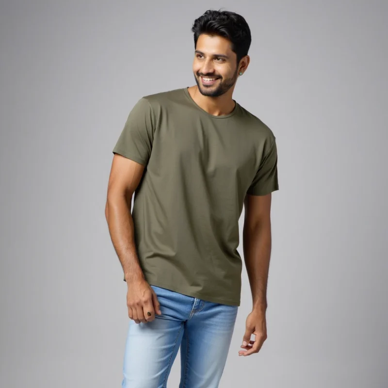 Olive cotton color t shirt