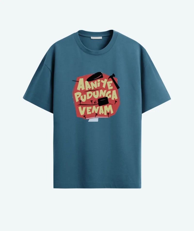 Blue color oversized aaniye pudka venam T-shirt