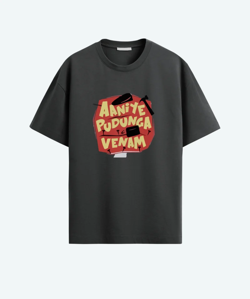 black color oversized aaniye pudka venam T-shirt