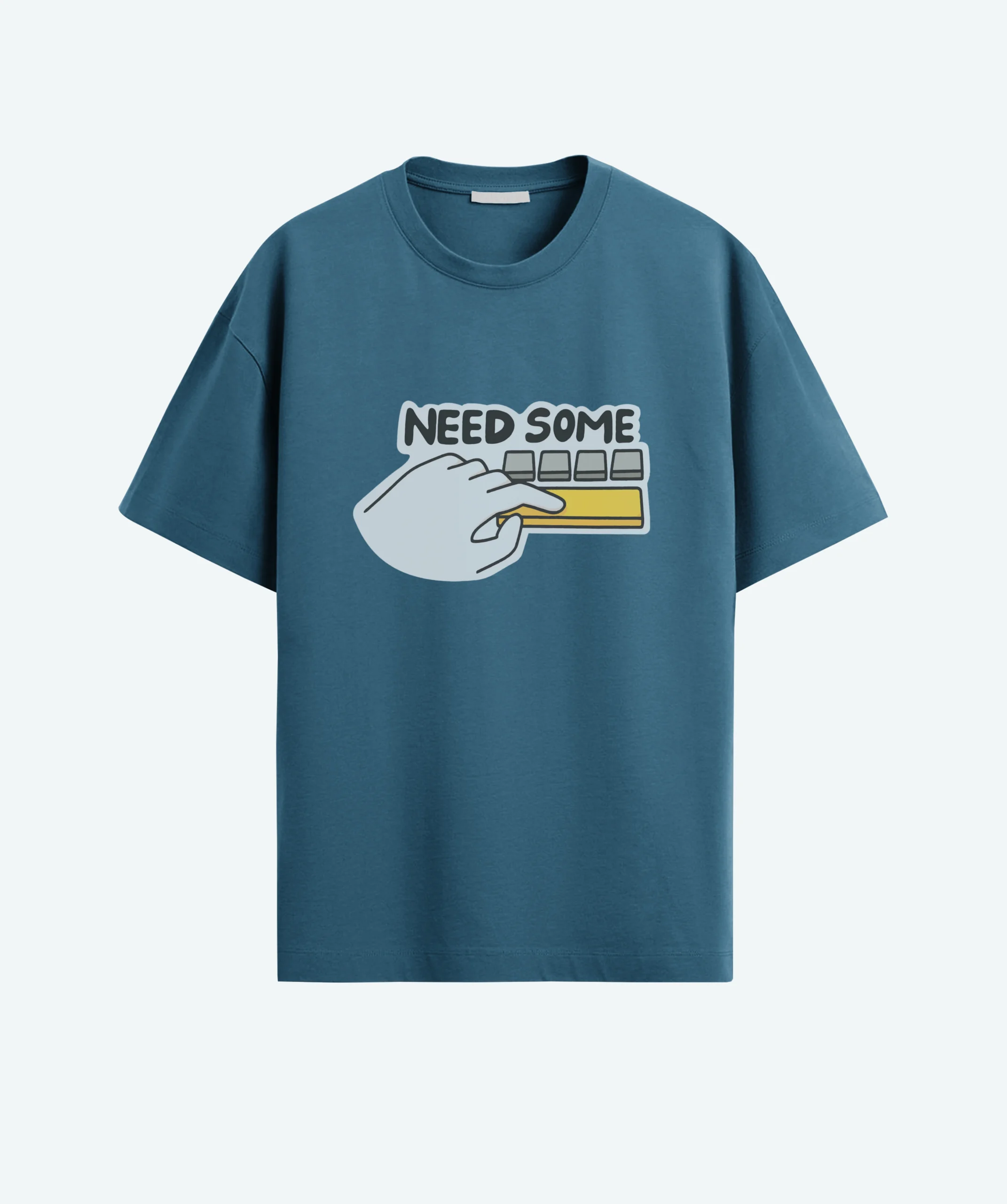 blue color oversized Need some space T-shirt
