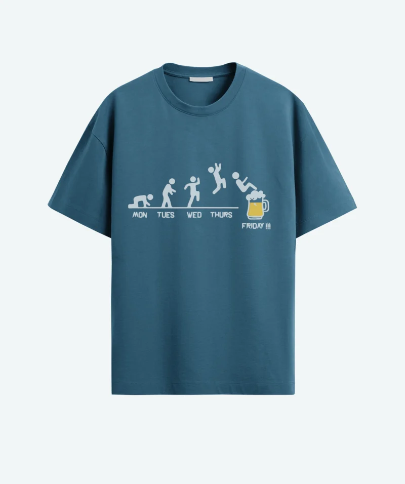 week end beer vibe blue color oversized T-shirt