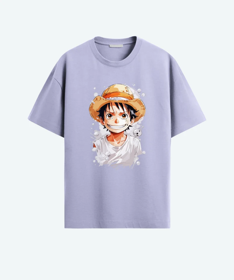 cute luffy anime oversized lavender color t-shirt