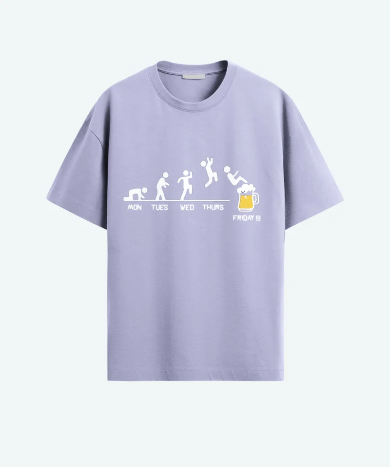week end beer vibe lavender color oversized T-shirt