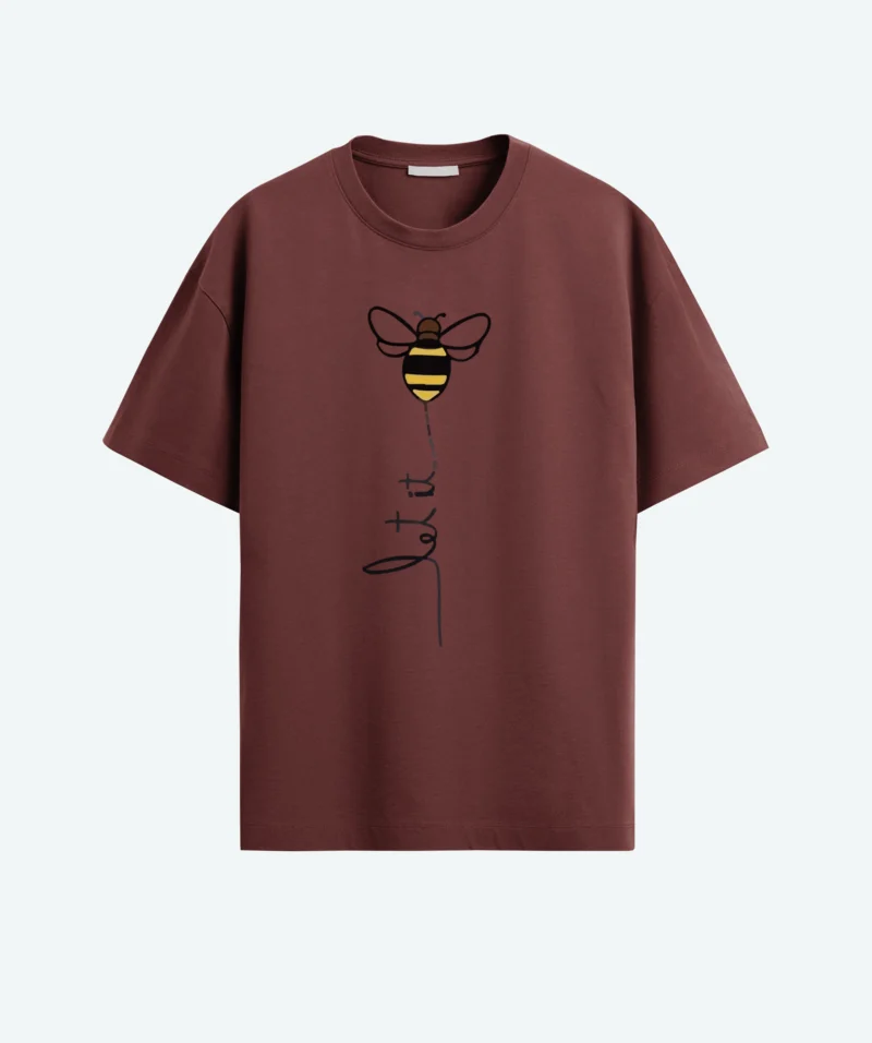 Maroon color oversized Let it bee T-shirt