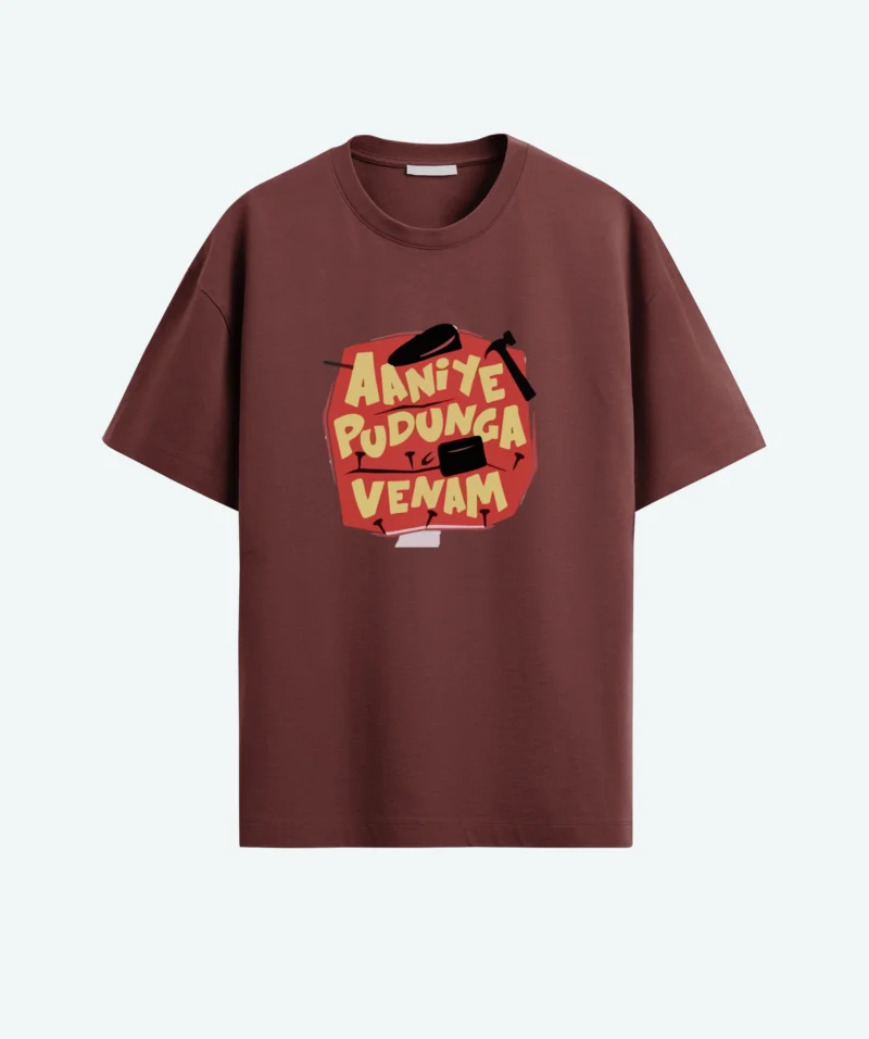 Maroon color oversized aaniye pudka venam T-shirt