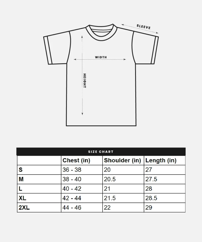 OS T-shirt size chart