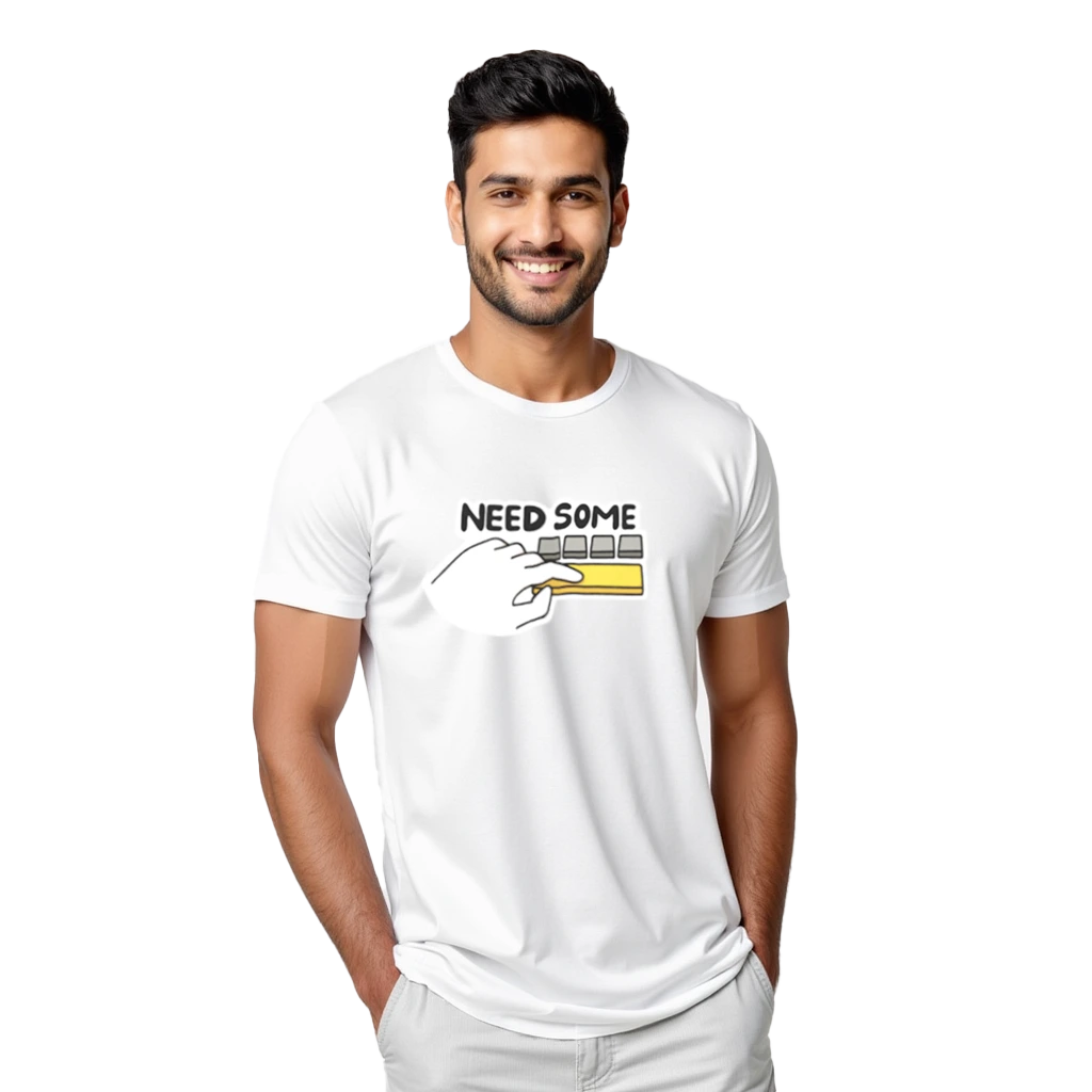 white t-shirt man standing pose