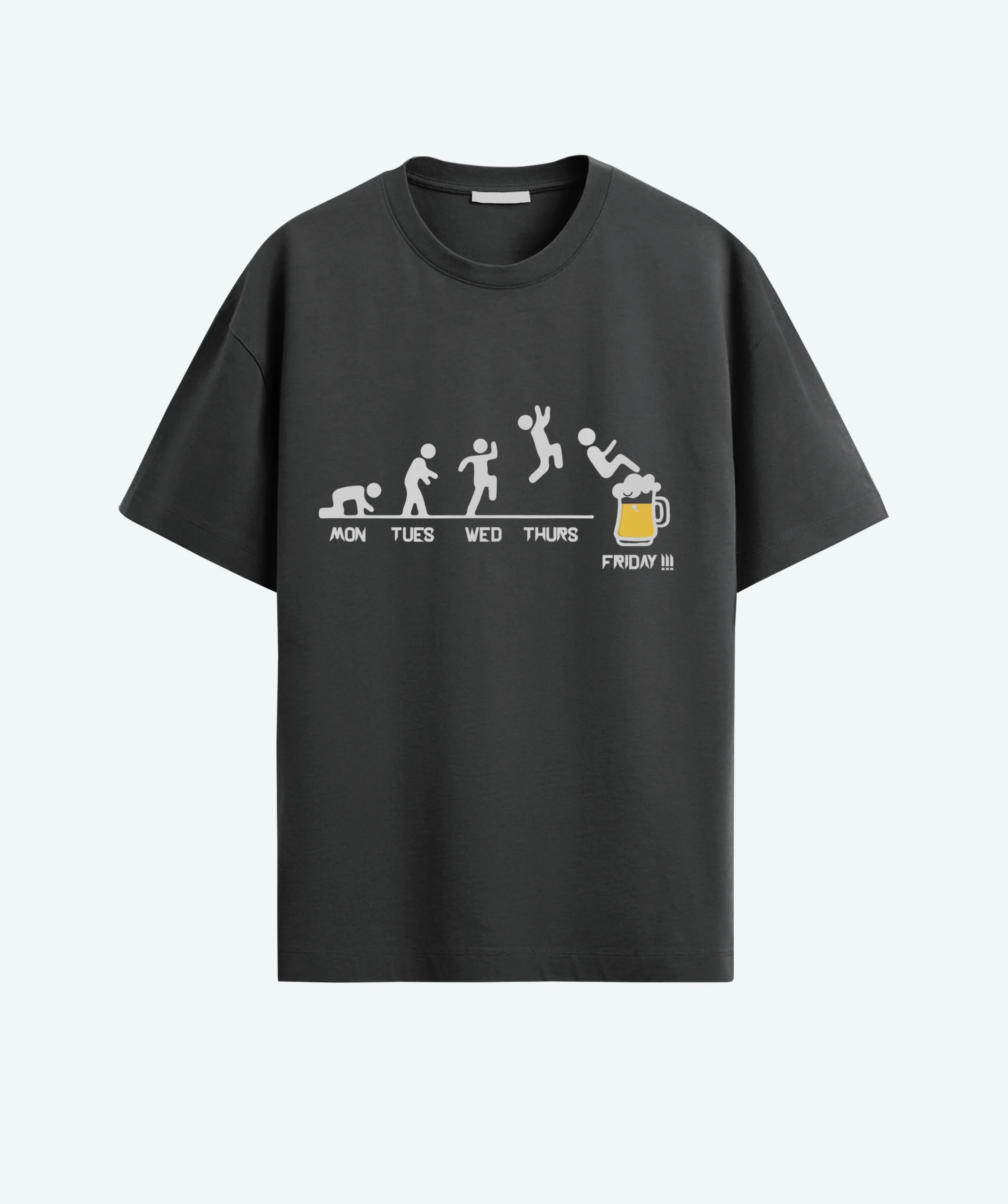 week end beer vibe black color oversized T-shirt